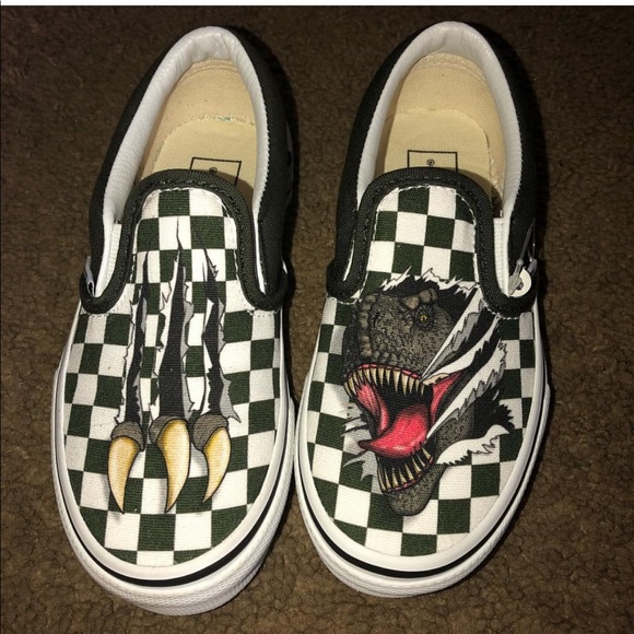 dinosaur slip on vans